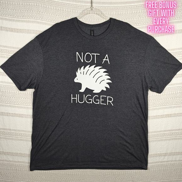 Gildan Not a Hugger Graphic Tee Charcoal Gray T-Shirt Size 3XL - Picture 1 of 7